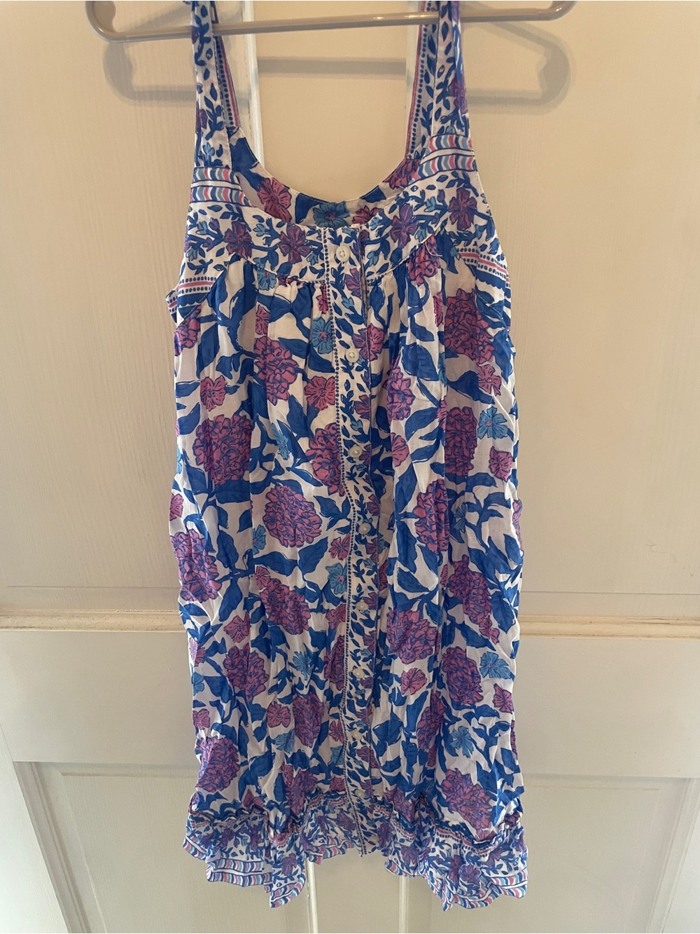Vineyard Vines White Dress with Blue and Purple Floral Pattern